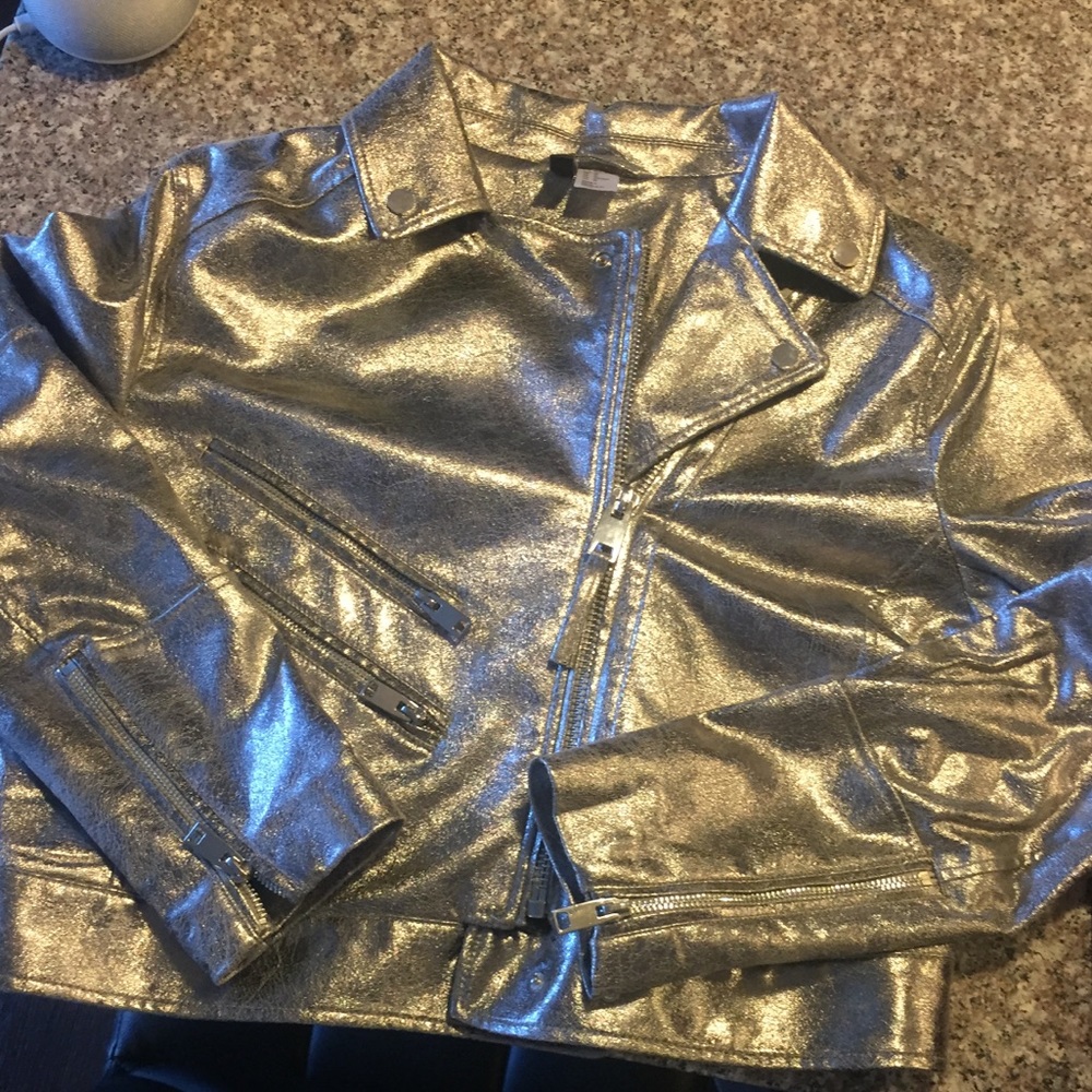 H&M silver Moto jacket